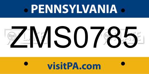 ZMS0785 Pennsylvania License Plate