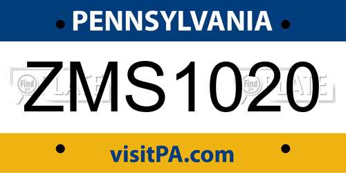 ZMS1020 Pennsylvania License Plate