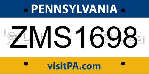 ZMS1698 Pennsylvania License Plate