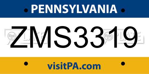 ZMS3319 Pennsylvania License Plate