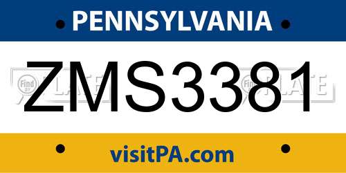 ZMS3381 Pennsylvania License Plate