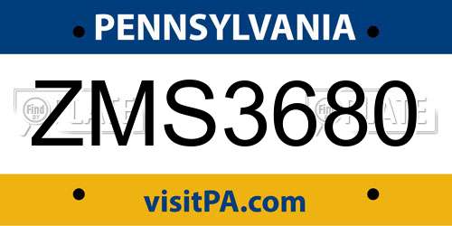 ZMS3680 Pennsylvania License Plate