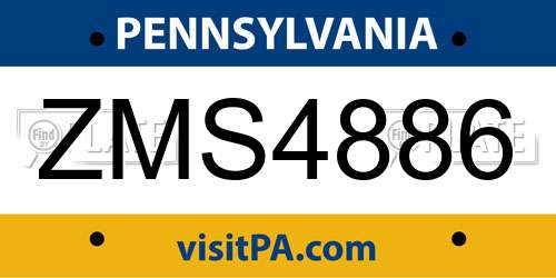 ZMS4886 Pennsylvania License Plate