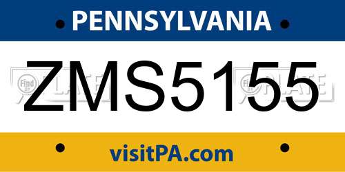 ZMS5155 Pennsylvania License Plate