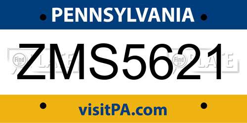 ZMS5621 Pennsylvania License Plate