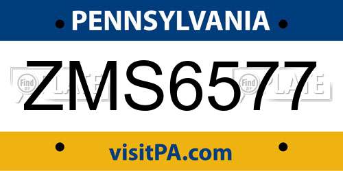 ZMS6577 Pennsylvania License Plate