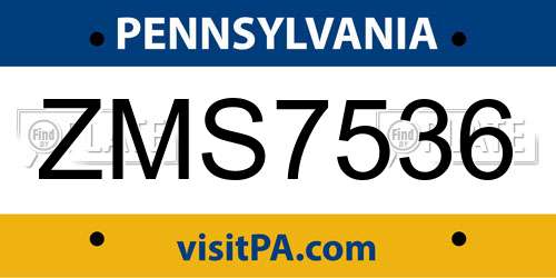 ZMS7536 Pennsylvania License Plate