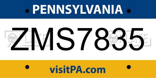 ZMS7835 Pennsylvania License Plate