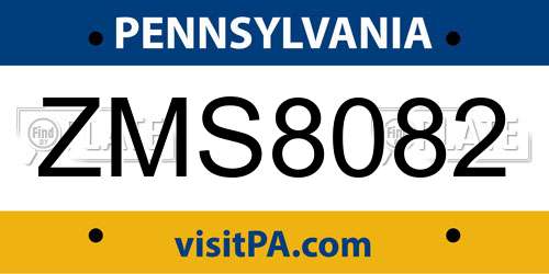 ZMS8082 Pennsylvania License Plate