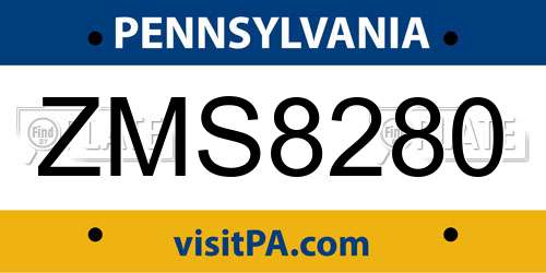 ZMS8280 Pennsylvania License Plate