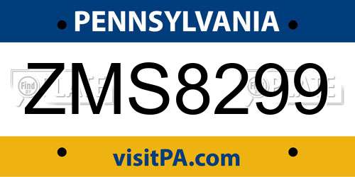 ZMS8299 Pennsylvania License Plate
