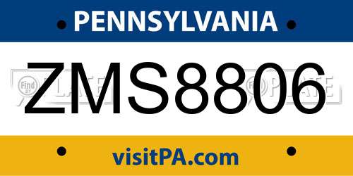 ZMS8806 Pennsylvania License Plate