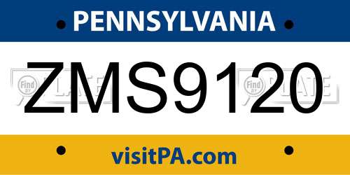 ZMS9120 Pennsylvania License Plate