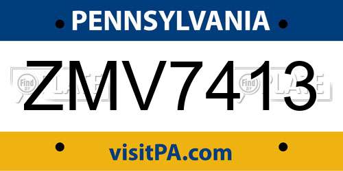 ZMV7413 Pennsylvania License Plate
