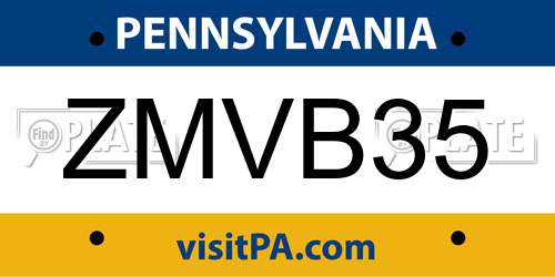 ZMVB35 Pennsylvania License Plate