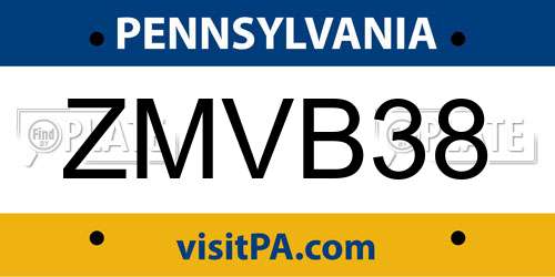 ZMVB38 Pennsylvania License Plate