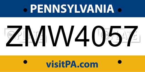 ZMW4057 Pennsylvania License Plate