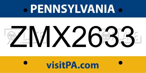 ZMX2633 Pennsylvania License Plate