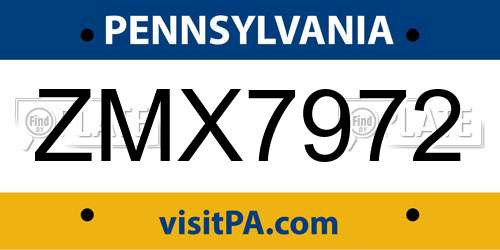 ZMX7972 Pennsylvania License Plate