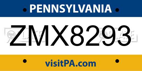 ZMX8293 Pennsylvania License Plate