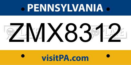 ZMX8312 Pennsylvania License Plate