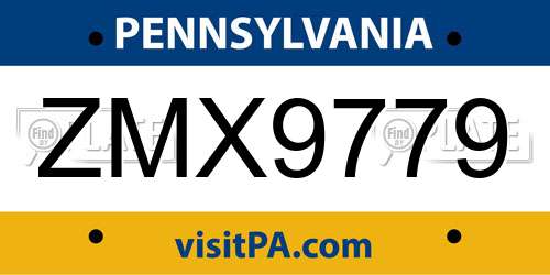 ZMX9779 Pennsylvania License Plate