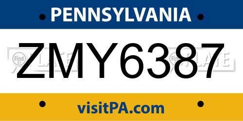 ZMY6387 Pennsylvania License Plate