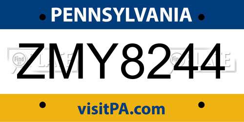 ZMY8244 Pennsylvania License Plate