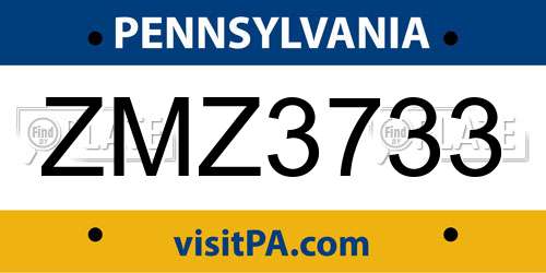 ZMZ3733 Pennsylvania License Plate