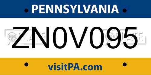 ZN0V095 Pennsylvania License Plate