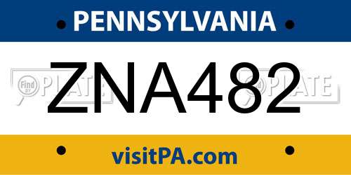 ZNA482 Pennsylvania License Plate