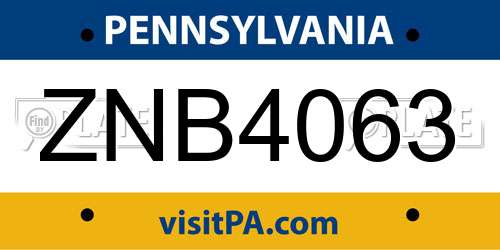 ZNB4063 Pennsylvania License Plate