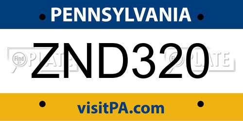 ZND320 Pennsylvania License Plate