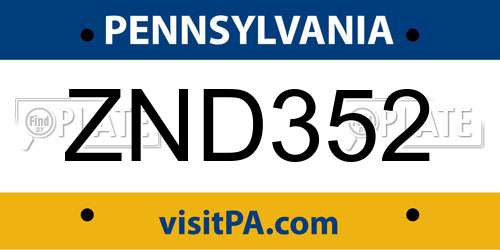 ZND352 Pennsylvania License Plate