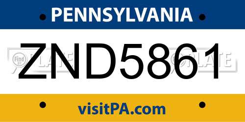 ZND5861 Pennsylvania License Plate