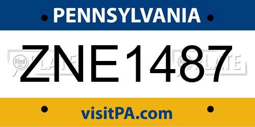 ZNE1487 Pennsylvania License Plate
