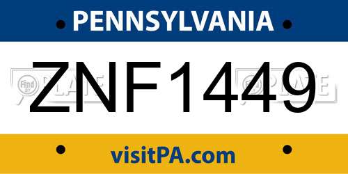 ZNF1449 Pennsylvania License Plate