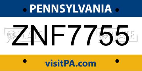 ZNF7755 Pennsylvania License Plate