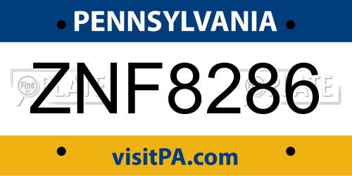 ZNF8286 Pennsylvania License Plate