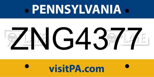 ZNG4377 Pennsylvania License Plate