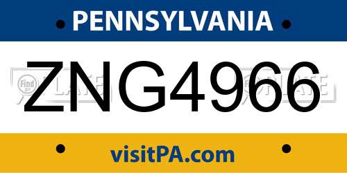 ZNG4966 Pennsylvania License Plate