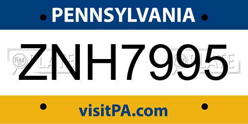 ZNH7995 Pennsylvania License Plate
