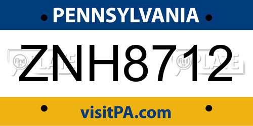 ZNH8712 Pennsylvania License Plate
