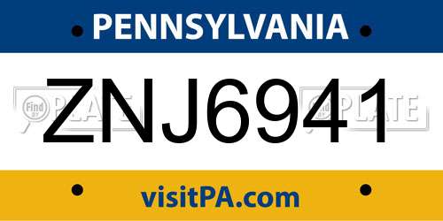 ZNJ6941 Pennsylvania License Plate