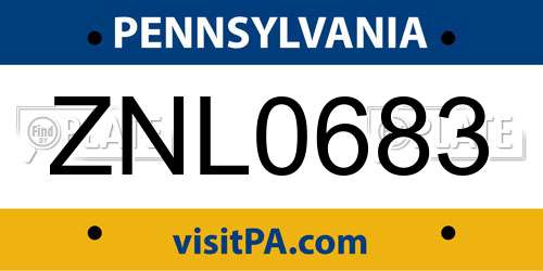 ZNL0683 Pennsylvania License Plate