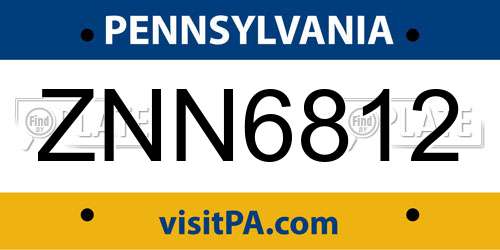 ZNN6812 Pennsylvania License Plate