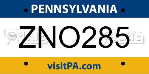ZNO285 Pennsylvania License Plate