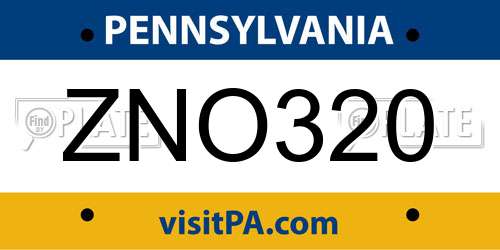 ZNO320 Pennsylvania License Plate