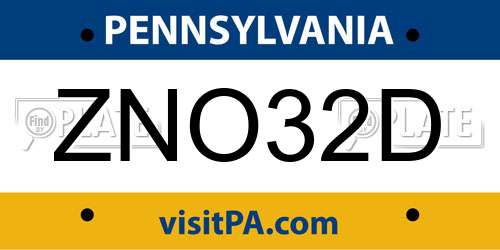 ZNO32D Pennsylvania License Plate