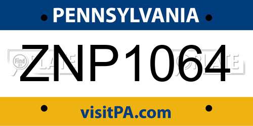 ZNP1064 Pennsylvania License Plate